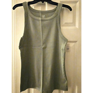Gap Rib Halter Tank Top Sleeveless Woman's Sage Green Size Large NWT